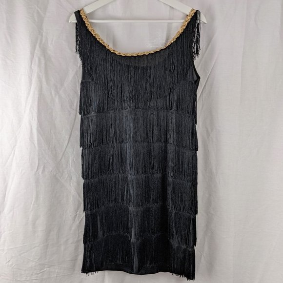 3 for $20 Black and Gold Sequin Fringe Flapper Dress/Costume SZ S/M - Picture 2 of 5